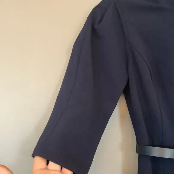 CALVIN KLEIN Navy 3/4 Sleeve Crew Neck Above The Knee Dress - Picture 7 of 9